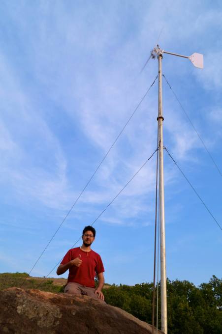 Kimon and the small wind turbine in Kalahandi